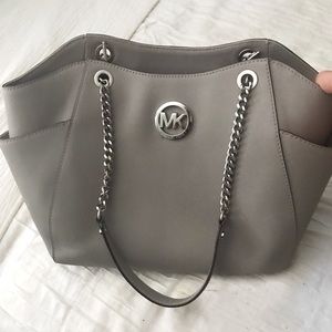 ‘Michael Kors’ Gray Bag with Silver Detail